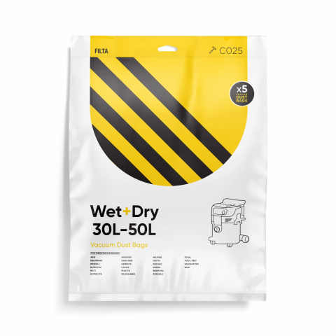 C025 Wet & Dry 30 - 50L Sms Multi Layered Vacuum Cleaner Bags 5 Pack