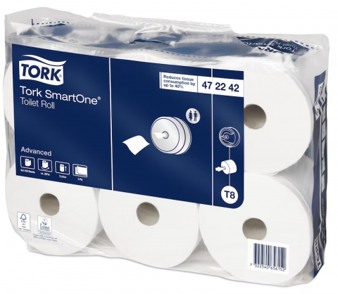 Tork Advanced 2Ply 1150 Sheets X 6 Smart One Rolls - T8