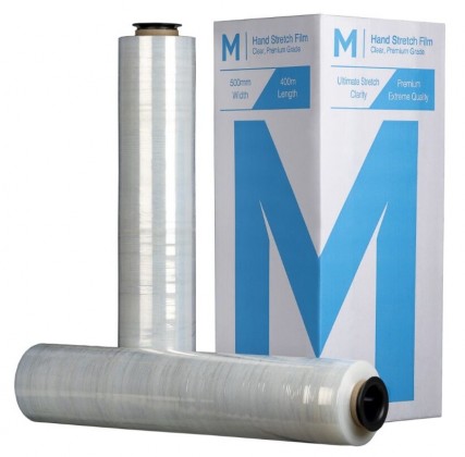 Premium Hand Stretch Pallet Wrap Film 500mm X 400m X 15mu - 4 Rolls