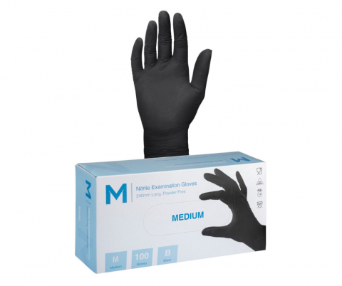 M Nitrile Examination Gloves 7g Black 100 Pack