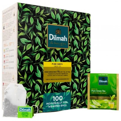 Dilmah Natural Green Foil Wrapped Tea Bags X100